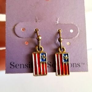 Claire's flag earrings never worn red blue silver star stripes patriotic